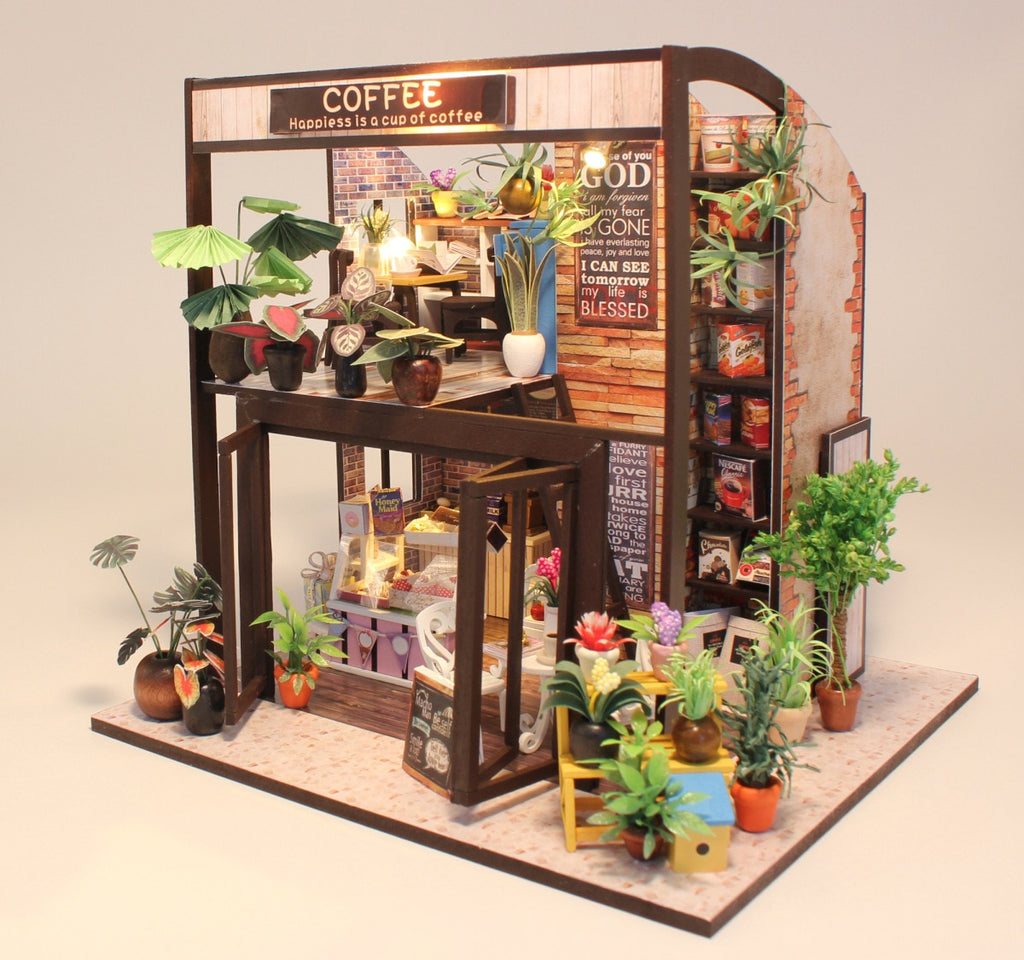 DIY Dollhouse Kit: Wooden Coffee Shop - Karma's Peaces